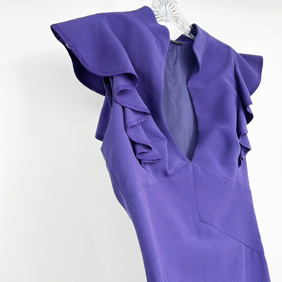 Black Halo Eva Keyhole Ruffle Royal Purple Dress size 8 - Picture 4 of 12